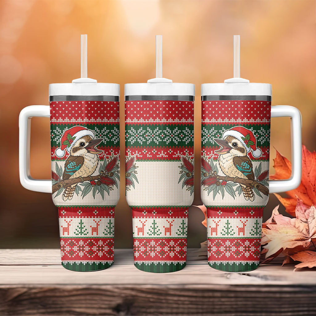 Aussie Kookaburra Christmas Tumbler With Handle Festive Knitted Pattern Inspired