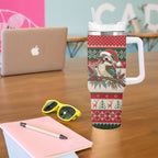 Aussie Kookaburra Christmas Tumbler With Handle Festive Knitted Pattern Inspired