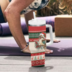 Aussie Kookaburra Christmas Tumbler With Handle Festive Knitted Pattern Inspired