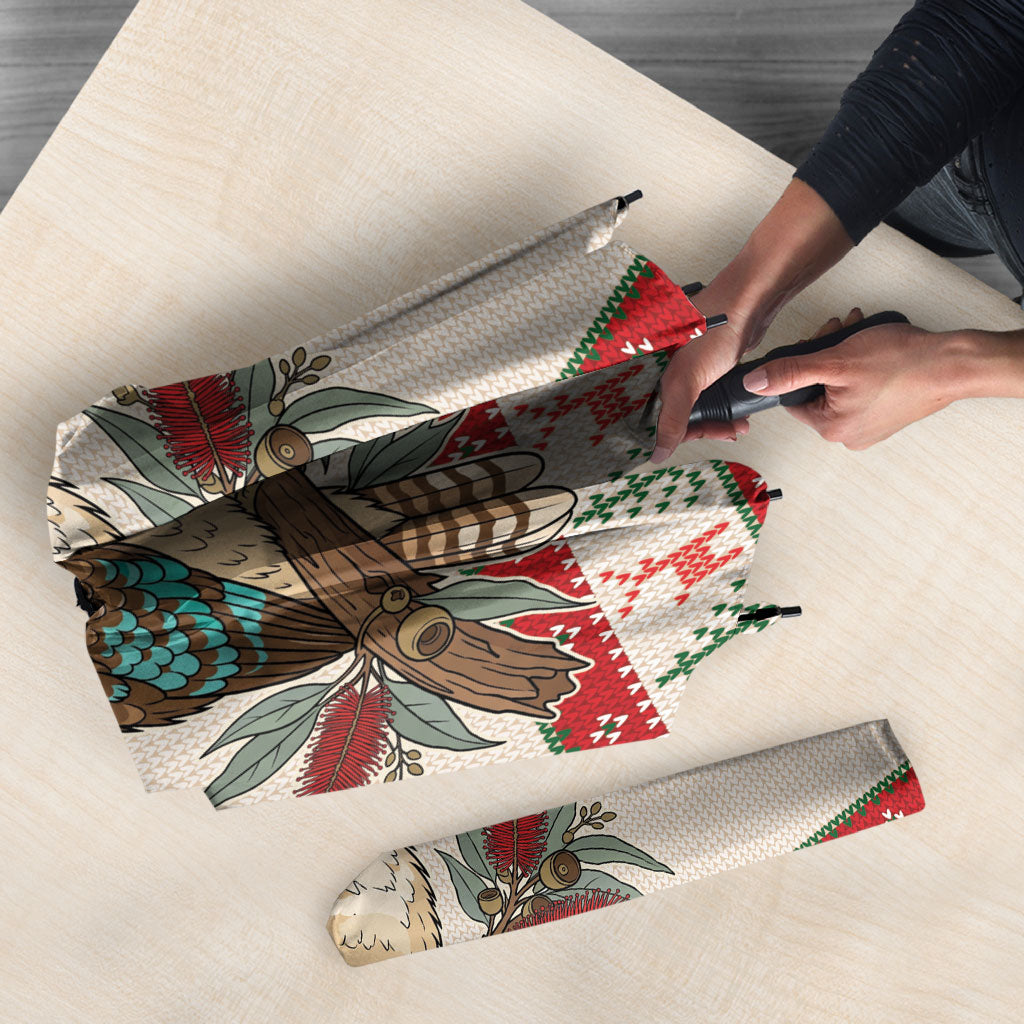 Aussie Kookaburra Christmas Umbrella Festive Knitted Pattern Inspired