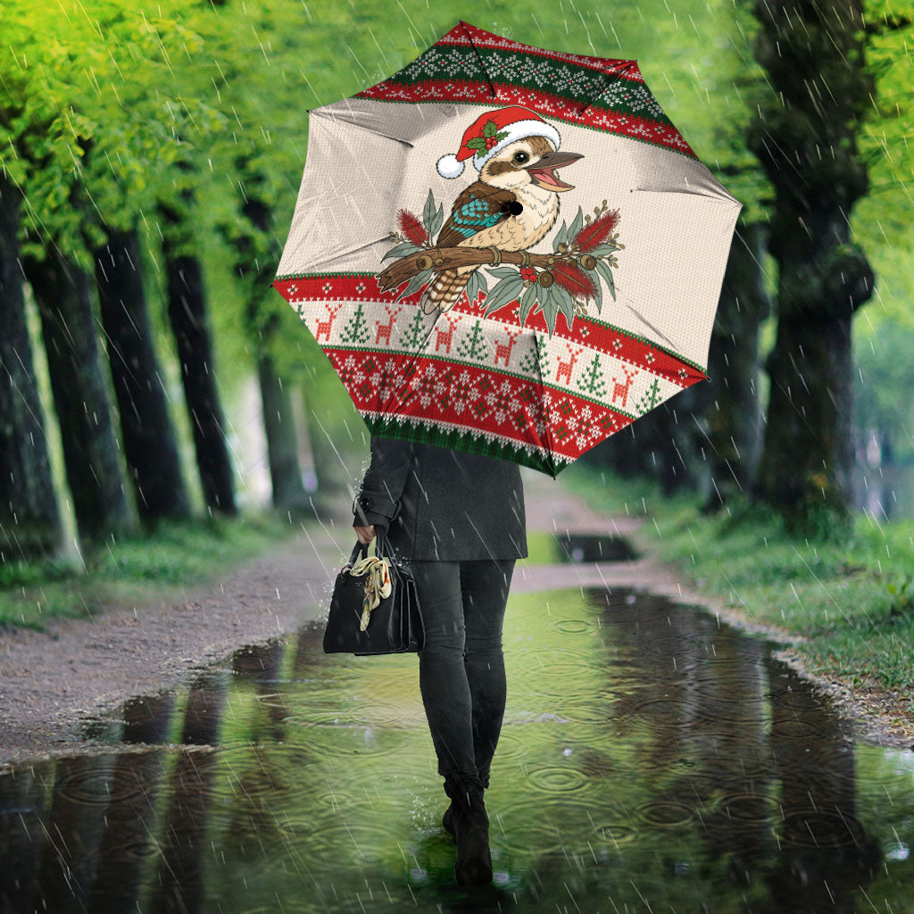 Aussie Kookaburra Christmas Umbrella Festive Knitted Pattern Inspired