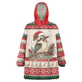 Aussie Kookaburra Christmas Wearable Blanket Hoodie Festive Knitted Pattern Inspired