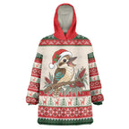 Aussie Kookaburra Christmas Wearable Blanket Hoodie Festive Knitted Pattern Inspired
