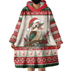 Aussie Kookaburra Christmas Wearable Blanket Hoodie Festive Knitted Pattern Inspired