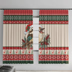 Aussie Kookaburra Christmas Window Curtain Festive Knitted Pattern Inspired