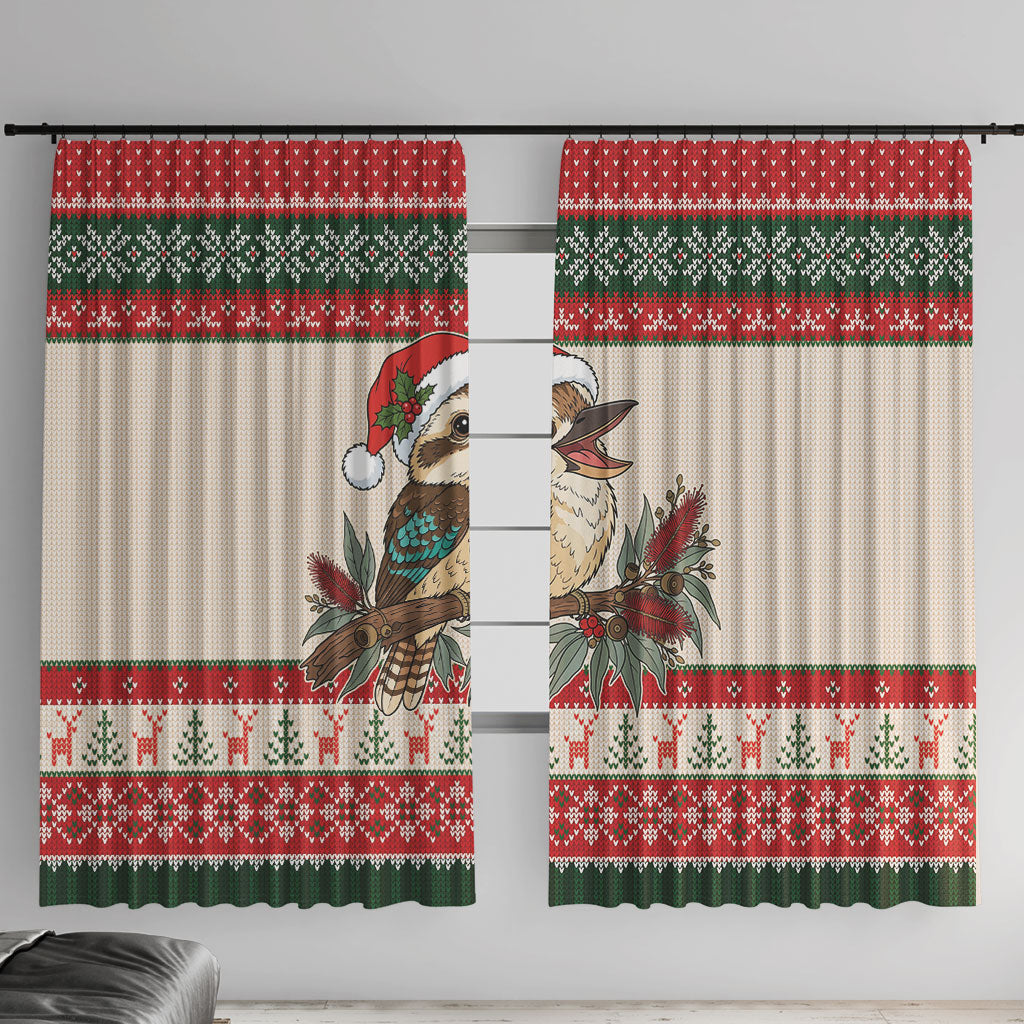 Aussie Kookaburra Christmas Window Curtain Festive Knitted Pattern Inspired