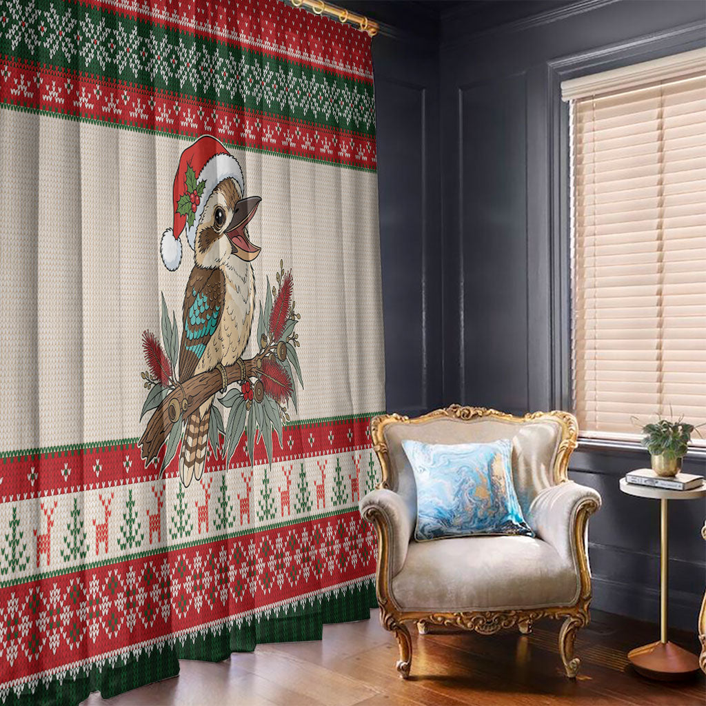 Aussie Kookaburra Christmas Window Curtain Festive Knitted Pattern Inspired