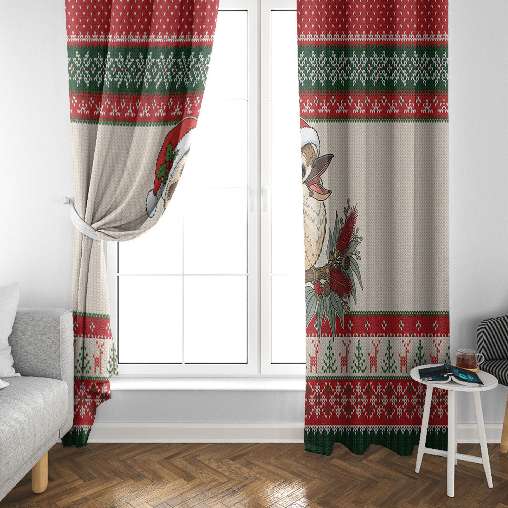 Aussie Kookaburra Christmas Window Curtain Festive Knitted Pattern Inspired