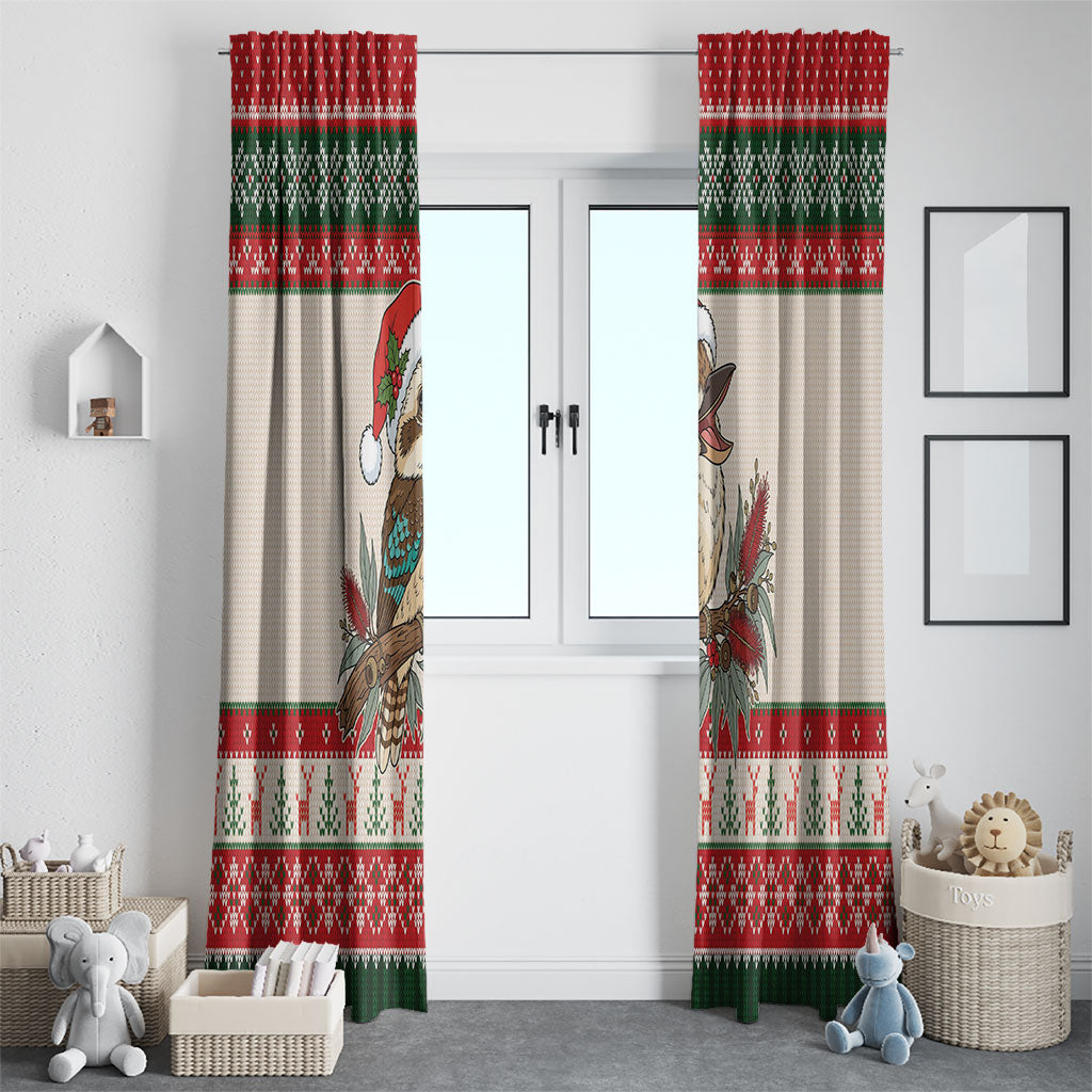 Aussie Kookaburra Christmas Window Curtain Festive Knitted Pattern Inspired