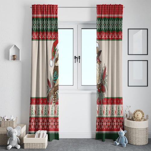 Aussie Kookaburra Christmas Window Curtain Festive Knitted Pattern Inspired