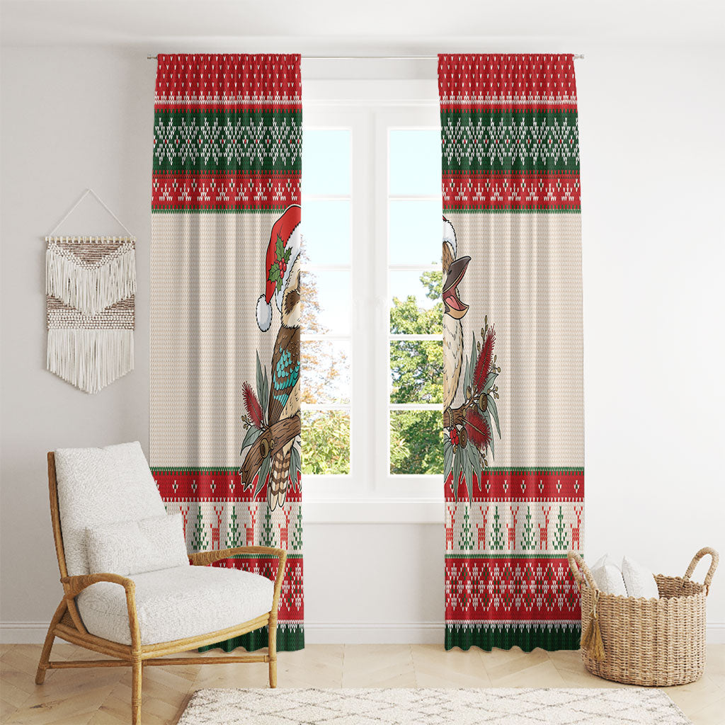Aussie Kookaburra Christmas Window Curtain Festive Knitted Pattern Inspired