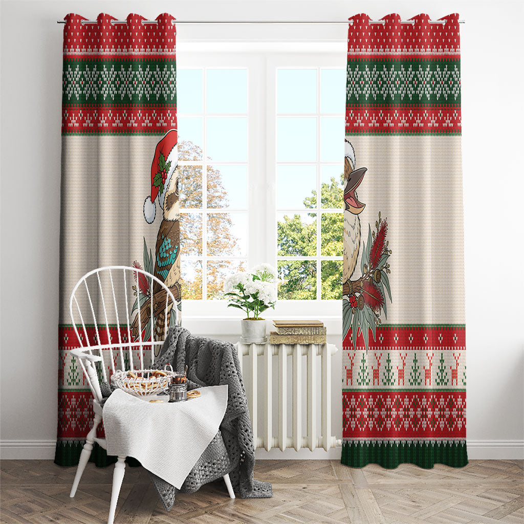Aussie Kookaburra Christmas Window Curtain Festive Knitted Pattern Inspired