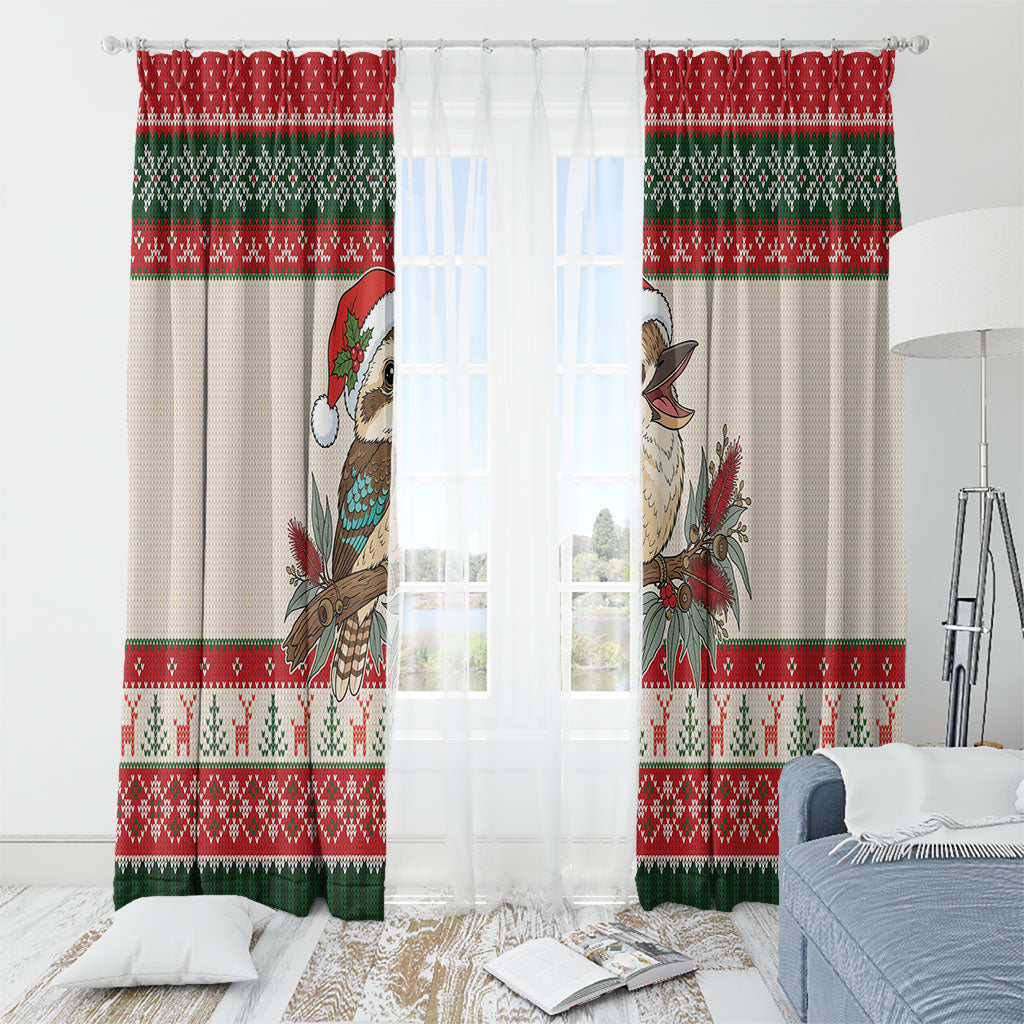 Aussie Kookaburra Christmas Window Curtain Festive Knitted Pattern Inspired