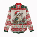 Aussie Kookaburra Christmas Women Casual Shirt Festive Knitted Pattern Inspired