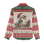 Aussie Kookaburra Christmas Women Casual Shirt Festive Knitted Pattern Inspired