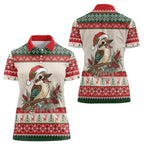 Aussie Kookaburra Christmas Women Polo Shirt Festive Knitted Pattern Inspired