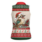 Aussie Kookaburra Christmas Women Sleeveless Polo Shirt Festive Knitted Pattern Inspired