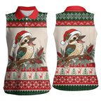 Aussie Kookaburra Christmas Women Sleeveless Polo Shirt Festive Knitted Pattern Inspired