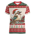 Aussie Kookaburra Christmas Women V-Neck T-Shirt Festive Knitted Pattern Inspired