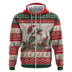Aussie Kookaburra Christmas Zip Hoodie Festive Knitted Pattern Inspired