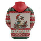 Aussie Kookaburra Christmas Zip Hoodie Festive Knitted Pattern Inspired