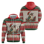 Aussie Kookaburra Christmas Zip Hoodie Festive Knitted Pattern Inspired