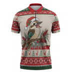 Aussie Kookaburra Christmas Zipper Polo Shirt Festive Knitted Pattern Inspired