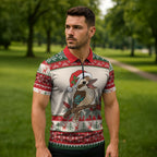 Aussie Kookaburra Christmas Zipper Polo Shirt Festive Knitted Pattern Inspired