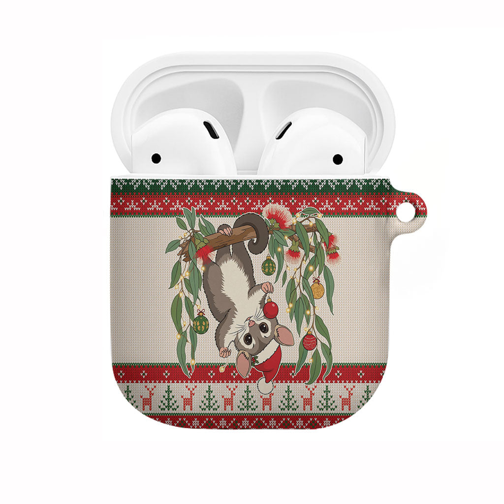 Aussie Sugar Glider Christmas AirPods Case Festive Knitted Pattern Inspired