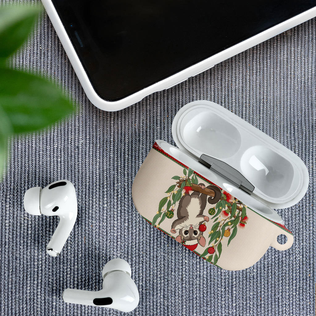 Aussie Sugar Glider Christmas AirPods Case Festive Knitted Pattern Inspired