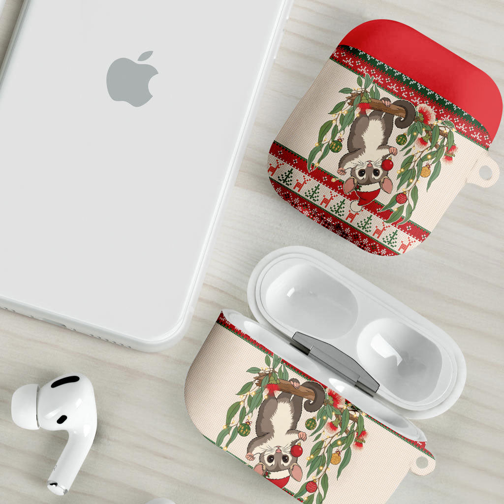 Aussie Sugar Glider Christmas AirPods Case Festive Knitted Pattern Inspired