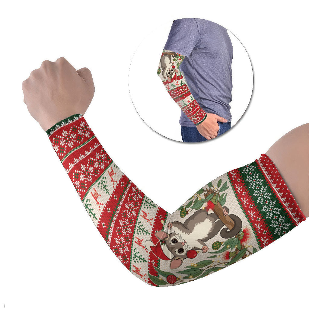 Aussie Sugar Glider Christmas Arm Sleeves Festive Knitted Pattern Inspired