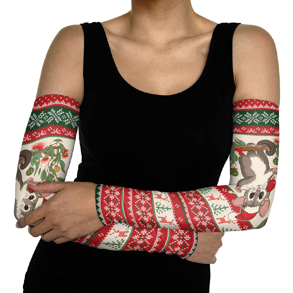 Aussie Sugar Glider Christmas Arm Sleeves Festive Knitted Pattern Inspired
