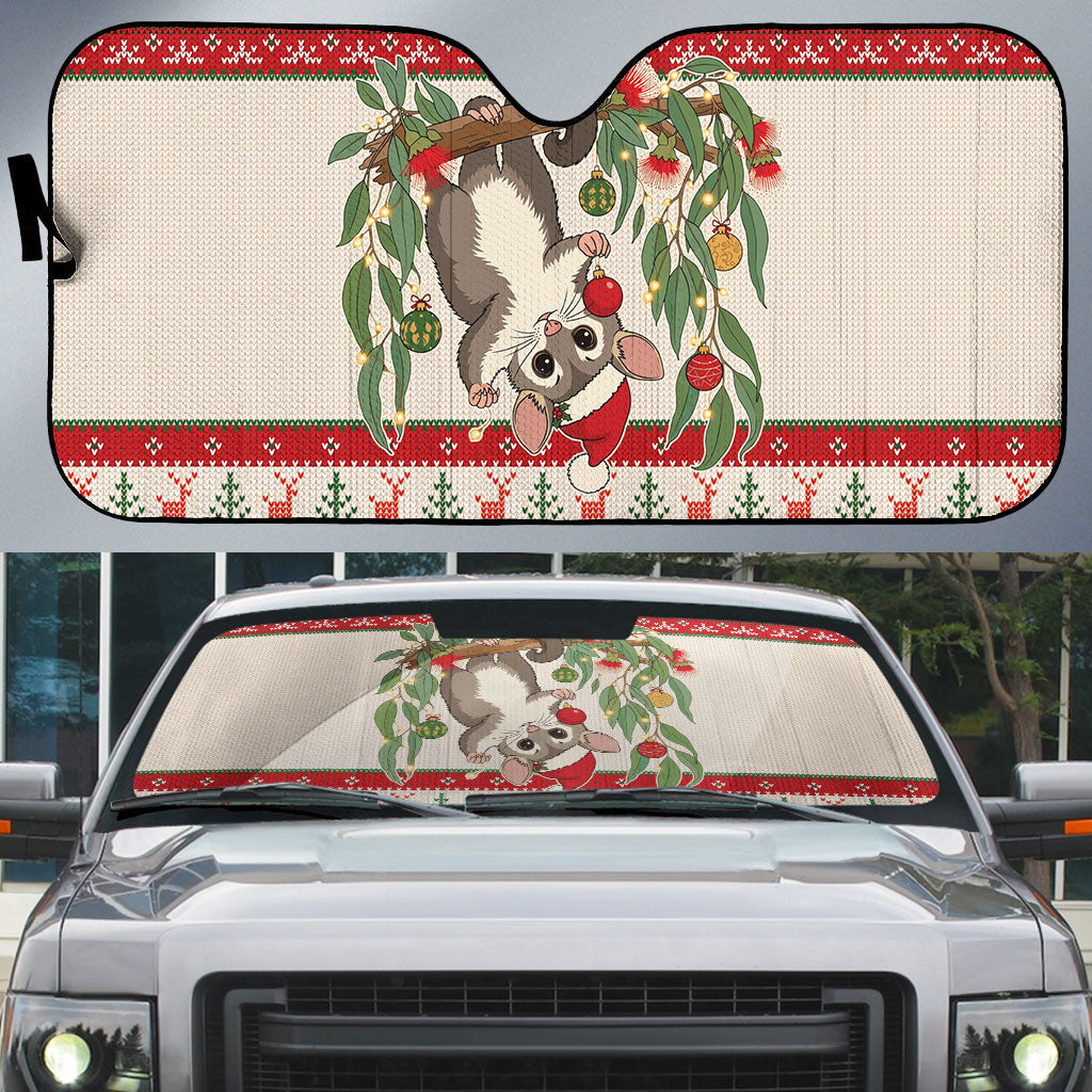 Aussie Sugar Glider Christmas Auto Sun Shade Festive Knitted Pattern Inspired