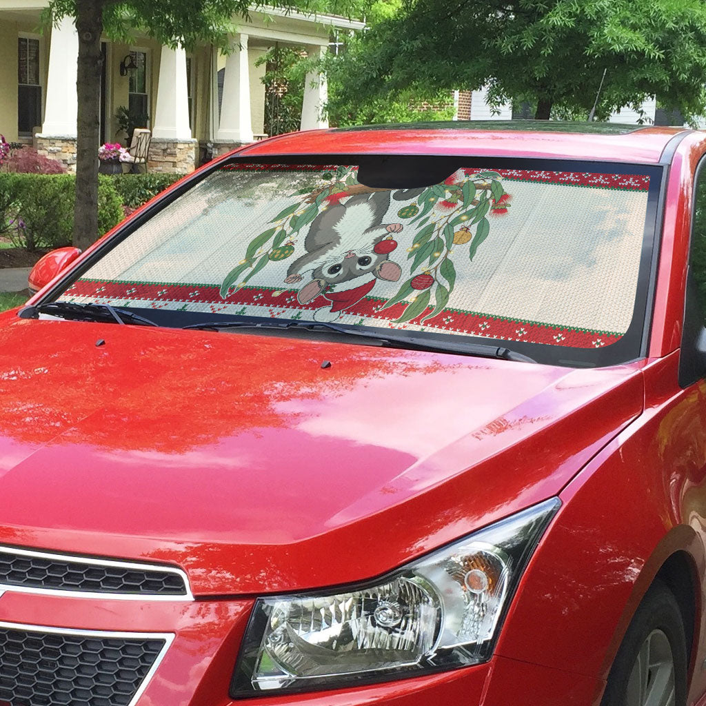 Aussie Sugar Glider Christmas Auto Sun Shade Festive Knitted Pattern Inspired