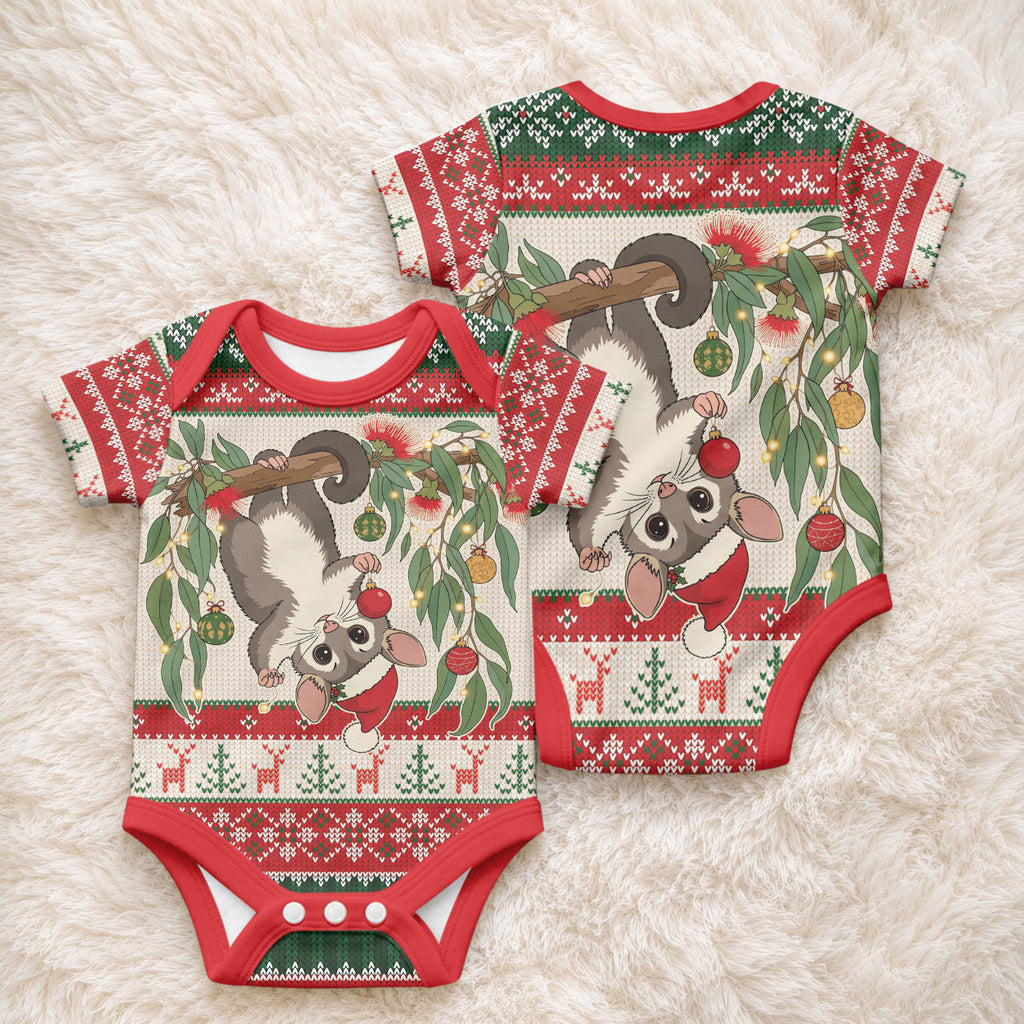 Aussie Sugar Glider Christmas Baby Onesie Festive Knitted Pattern Inspired