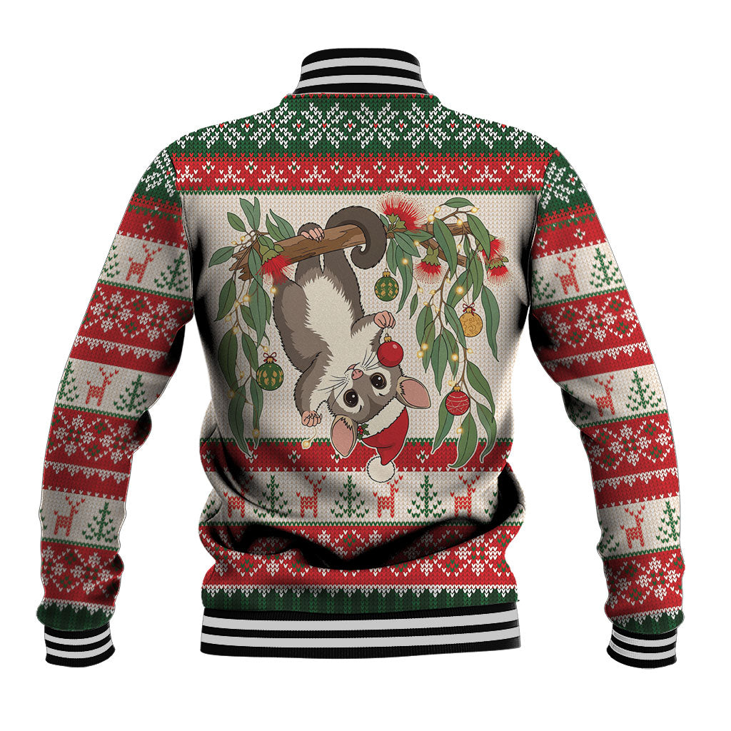 Aussie Sugar Glider Christmas Baseball Jacket Festive Knitted Pattern Inspired