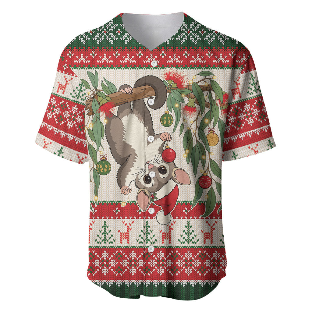 Aussie Sugar Glider Christmas Baseball Jersey Festive Knitted Pattern Inspired