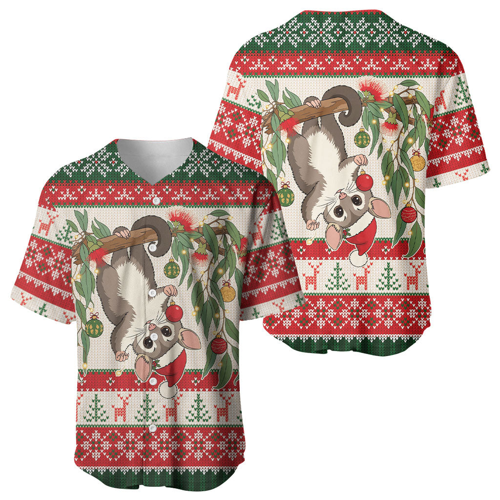 Aussie Sugar Glider Christmas Baseball Jersey Festive Knitted Pattern Inspired