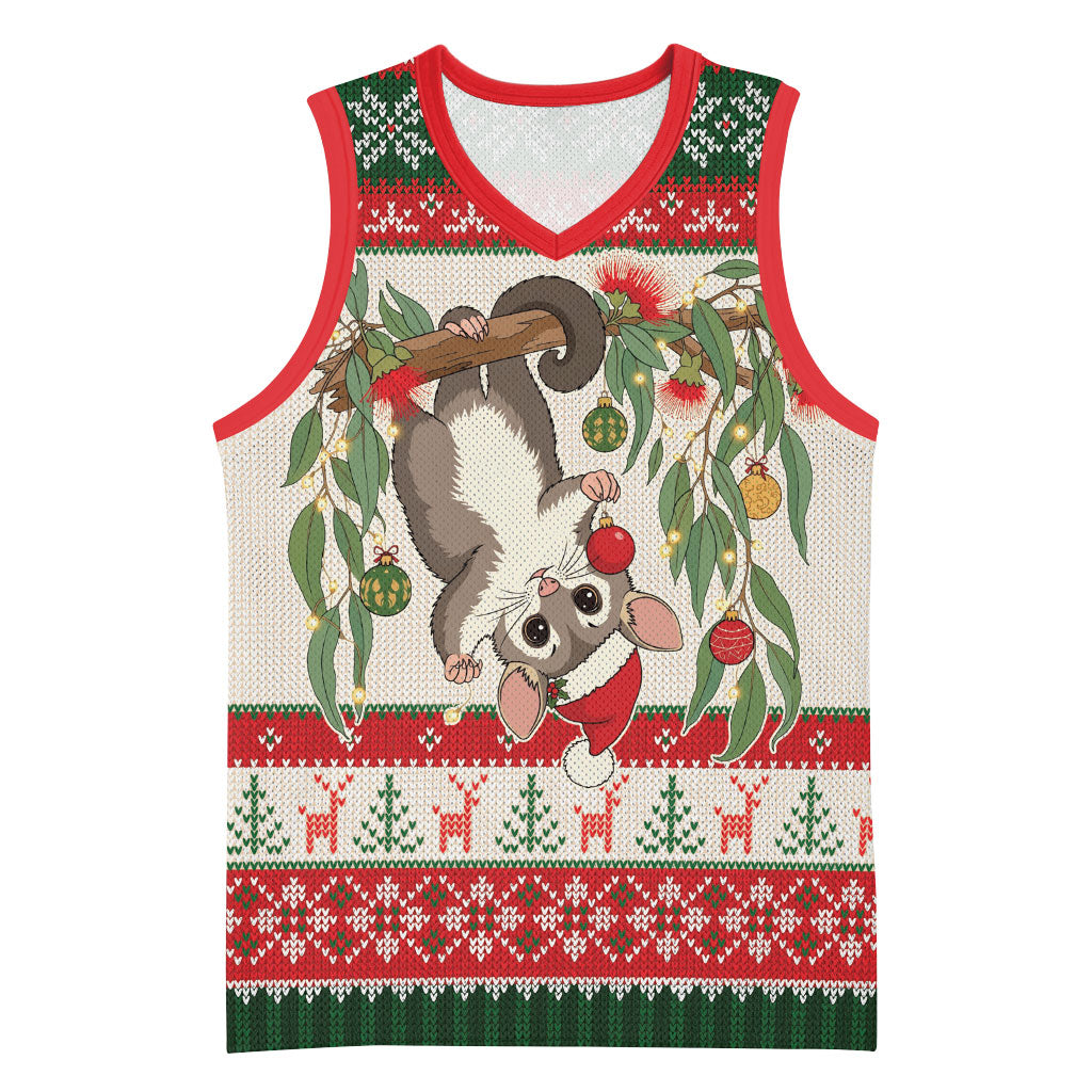 Aussie Sugar Glider Christmas Basketball Jersey Festive Knitted Pattern Inspired