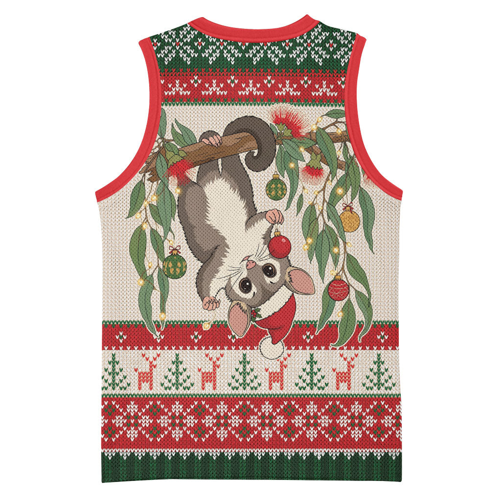 Aussie Sugar Glider Christmas Basketball Jersey Festive Knitted Pattern Inspired