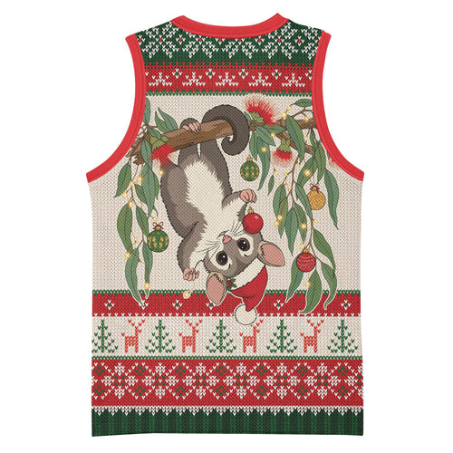 Aussie Sugar Glider Christmas Basketball Jersey Festive Knitted Pattern Inspired