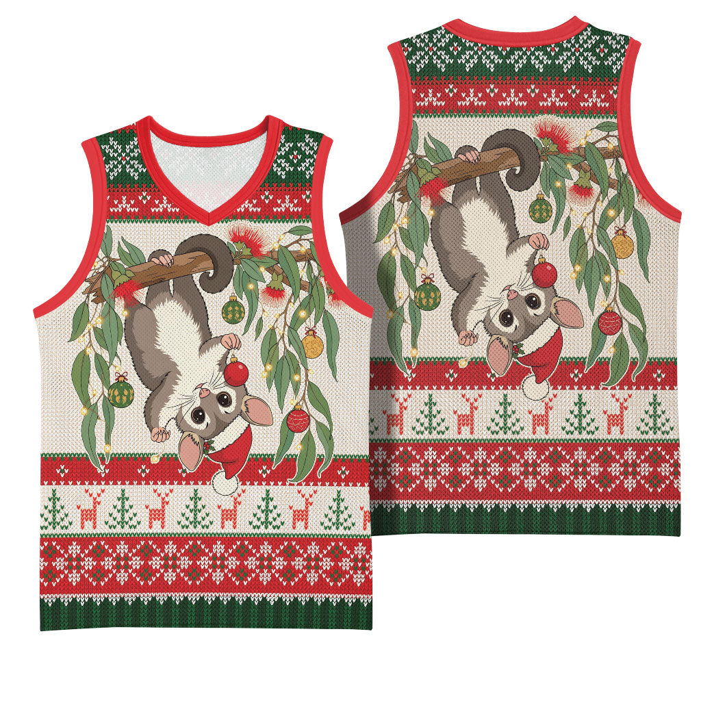 Aussie Sugar Glider Christmas Basketball Jersey Festive Knitted Pattern Inspired