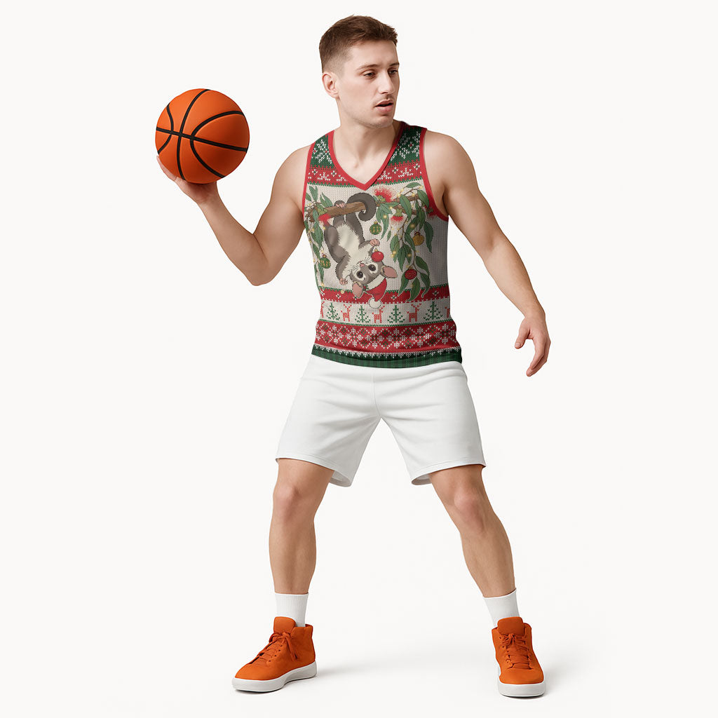 Aussie Sugar Glider Christmas Basketball Jersey Festive Knitted Pattern Inspired