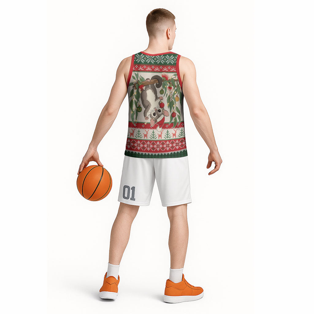 Aussie Sugar Glider Christmas Basketball Jersey Festive Knitted Pattern Inspired