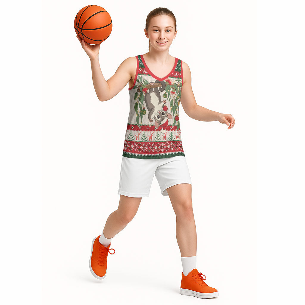 Aussie Sugar Glider Christmas Basketball Jersey Festive Knitted Pattern Inspired