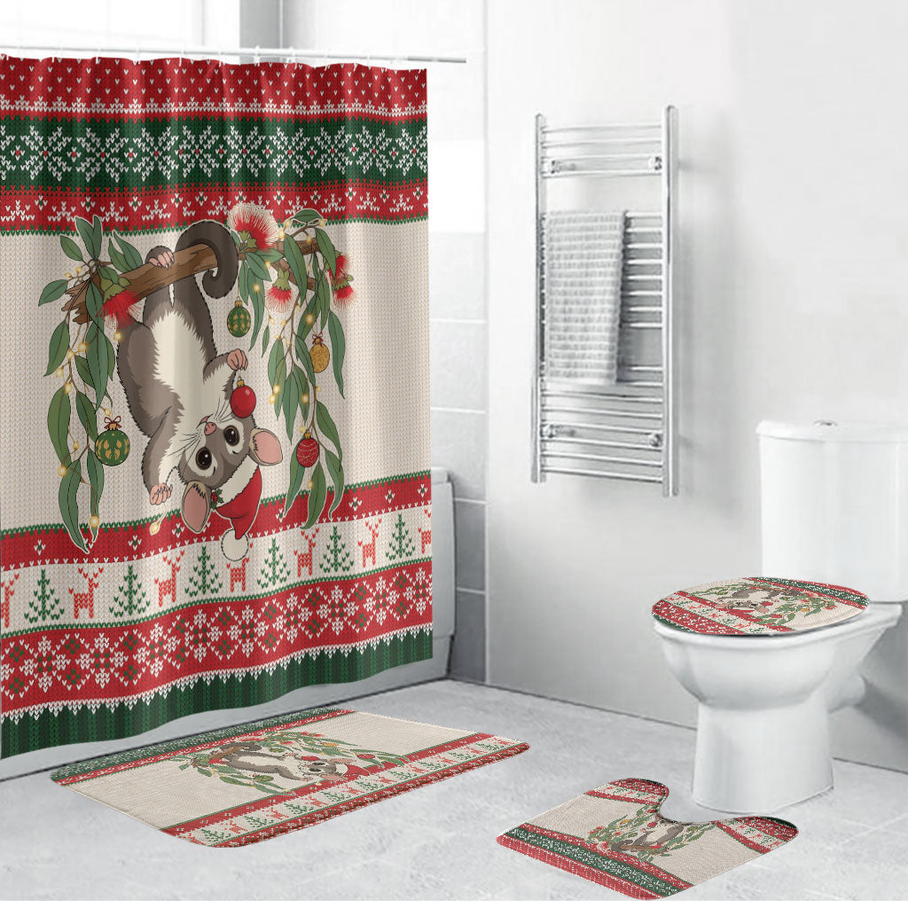 Aussie Sugar Glider Christmas Bathroom Set Festive Knitted Pattern Inspired