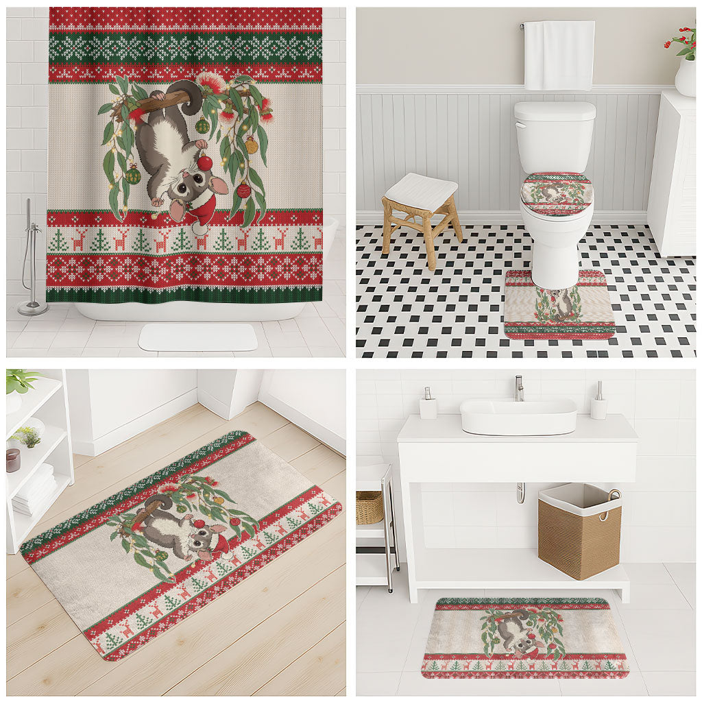 Aussie Sugar Glider Christmas Bathroom Set Festive Knitted Pattern Inspired