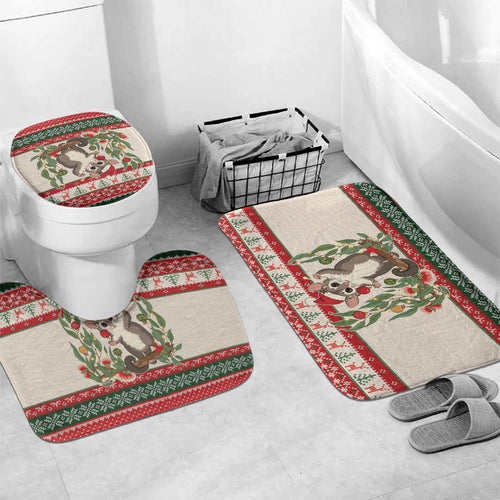 Aussie Sugar Glider Christmas Bathroom Set Festive Knitted Pattern Inspired