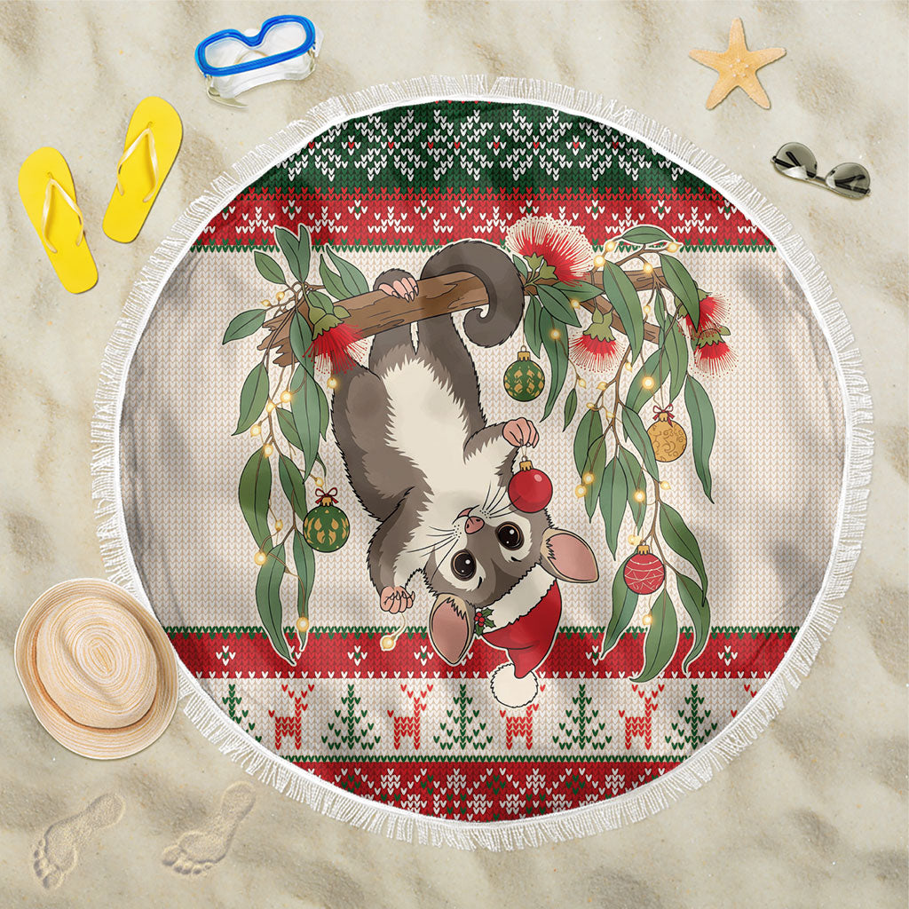 Aussie Sugar Glider Christmas Beach Blanket Festive Knitted Pattern Inspired